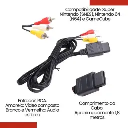 Cabo AV RCA de Áudio e Vídeo para Super Nintendo (SNES) — imagem 3