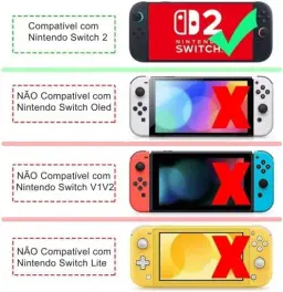 Kit Generico Para Nintendo Switch 2, Case Rígida Preta, Película de Vidro — imagem 7