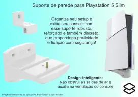 Suporte De Parede Painel Compatível Com Playstation 5 Slim (1247) (Branco) — imagem 2