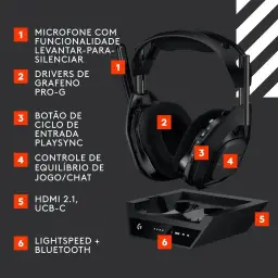 Headset Gamer Sem Fio Logitech G Astro A50 X LIGHTSPEED + Base Station — imagem 6