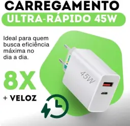 Carregador Universal Super Turbo 45W - 2 Saídas USB-C e USB-A — imagem 2