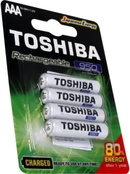 Pilha Recarregável AAA 1,2V 950mAh TNH3GAE TOSHIBA (Cartela com 4 unid.) — imagem 3