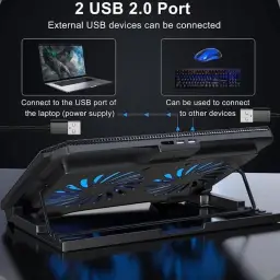 Suporte Para Notebook Com Cooler Duplo Silencioso Com 8 Níveis de Ajuste — imagem 4