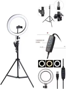 Kit Completo Ring Light Com Tripé Dimmer Youtuber Selfie Pro — imagem 2
