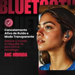 Fone de Ouvido Bluetooth com Microfone e Cancelamento de Ruído Ativo - 4Leader — imagem 6