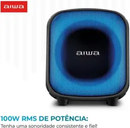 Caixa de Som PartyBox AIWA PB-07 Bluetooth 8H RGB USB TWS Preto — imagem 3