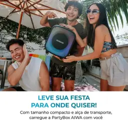 Caixa de Som PartyBox AIWA PB-07 Bluetooth 8H RGB USB TWS Preto — imagem 10