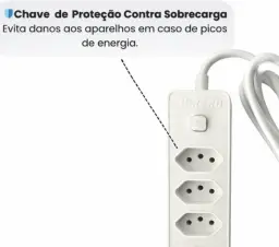 Filtro de Linha 5 Entradas 2 Portas USB 2 Portas Tipo C Régua de Energia 5 — imagem 3