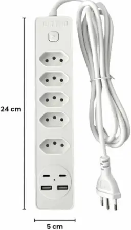 Filtro de Linha 5 Entradas 2 Portas USB 2 Portas Tipo C Régua de Energia 5 — imagem 2