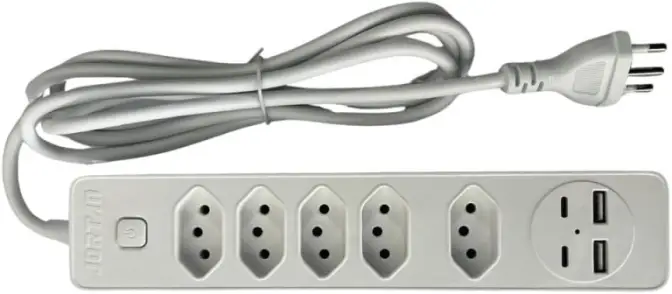 Filtro de Linha 5 Entradas 2 Portas USB 2 Portas Tipo C Régua de Energia 5