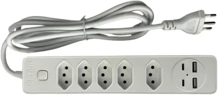 Filtro de Linha 5 Entradas 2 Portas USB 2 Portas Tipo C Régua de Energia 5 — imagem 1