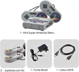 Mini Super Nintendo Game Retro 2 Controles e 150 Mil Jogos de diversos Consoles — imagem 5