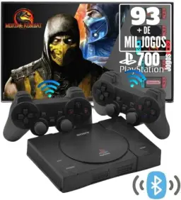 Game Retro Mini PS1 Black Console de Jogos 2 Controles 93 Mil Jogos Sistema — imagem 1