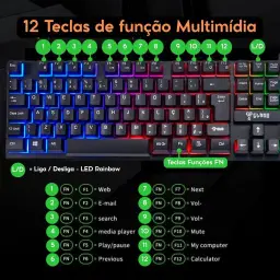 Teclado Gamer RGB LED Rainbow MTS • Membrana • Anti-Ghosting • ABNT-2 • USB-A • — imagem 5