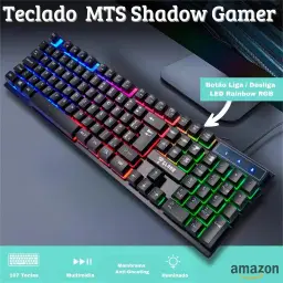 Teclado Gamer RGB LED Rainbow MTS • Membrana • Anti-Ghosting • ABNT-2 • USB-A • — imagem 2