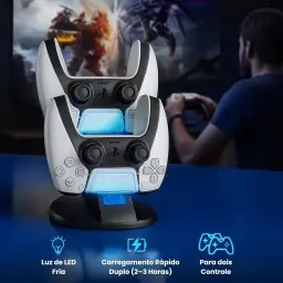 Base de Carregamento PS5 - Estação com Dock Duplo para Dois Controles com LED e — imagem 4