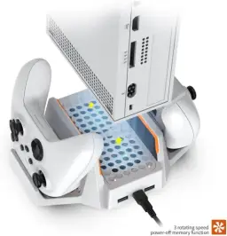 Suporte Base Vertical de Carregador com Cooler 2 Ventoinhas + 2 baterias — imagem 4