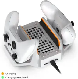 Suporte Base Vertical de Carregador com Cooler 2 Ventoinhas + 2 baterias — imagem 2