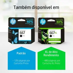 Cartucho de tinta HP 667 Preto Original (3YM79AB) Para Impressora Deskjet 2376 — imagem 3