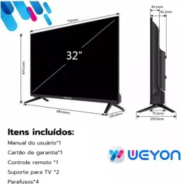 Smart Tv 32'' Led Hd Wi-fi Weyon Tv 60hz 32wdsnbx 100/240v Android 14 — imagem 8