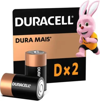 Duracell Pilhas Alcalinas D Grande Pack 2 Unidades – Ideal para Lanternas