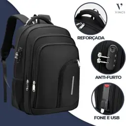 Mochila Masculina Reforçada Executiva Grande Mochila para Notebook Trabalho — imagem 2