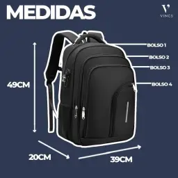 Mochila Masculina Reforçada Executiva Grande Mochila para Notebook Trabalho — imagem 4