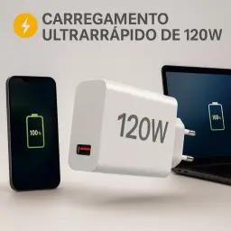Carregador Super Turbo 120W Tipo C (USB-A) + Cabo USB-C de 1m — imagem 2