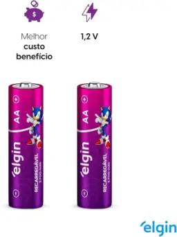 Pilha recarregável AA 2700mAh Elgin com 2 unidades Comum — imagem 3