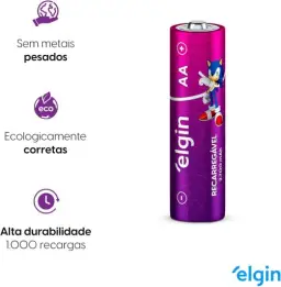 Pilha recarregável AA 2700mAh Elgin com 2 unidades Comum — imagem 4