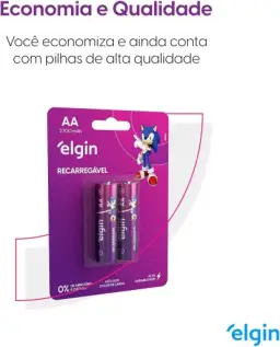 Pilha recarregável AA 2700mAh Elgin com 2 unidades Comum — imagem 6