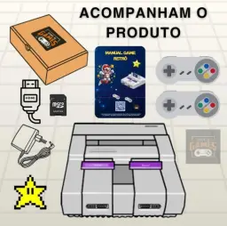 Mini Console Retro Gamer Super Nintendo com 150 mil Jogos Mais 2 Controles — imagem 3