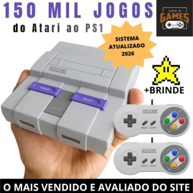 Mini Console Retro Gamer Super Nintendo com 150 mil Jogos Mais 2 Controles