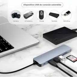 Adaptador Hub 7 em 1 USB-C Premium com Saída HDMI 4K a 60Hz, 7 Portas, USB 3.0 — imagem 3