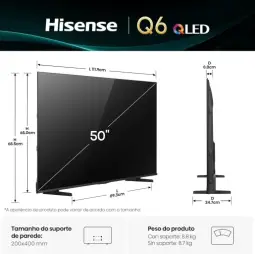 Hisense Smart TV UHD 4K QLED 50" Polegadas 50Q6QV com HDR10+, Dolby Atmos — imagem 3