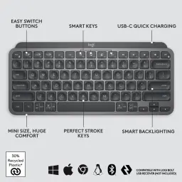 Teclado sem fio Logitech MX Keys Mini com Iluminação Inteligente — imagem 5