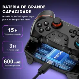 Controle Pro Wireless para Switch/Lite/OLED - Bluetooth, 6 Eixos, Turbo — imagem 6