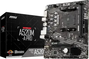 Placa Mãe MSI A520M-A PRO (AM4/2xDDR4/HDMI/DVI-D/M.2/USB 3.2) — imagem 1