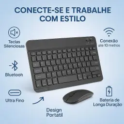 Combo Teclado e Mouse Bluetooth Ultrafino Sem Fio — imagem 3