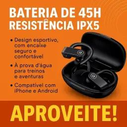 Fone de Ouvido Bluetooth 5.4, IPX5 à Prova D'Água, 45h de Bateria — imagem 4