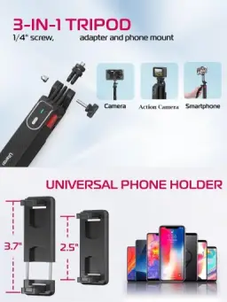 ULANZI MA09 Tripé Extensível para Celular, Vara de Selfie de 71" com Clipe — imagem 2