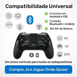 Controle Gamer Premium Bluetooth, Recarregável, Com Suporte Para Celular — imagem 5