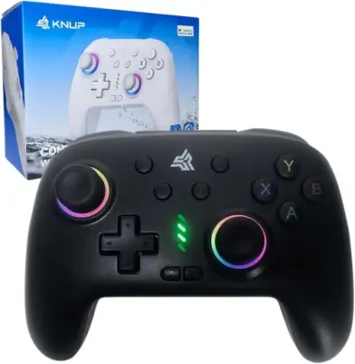 Controle Gamer Gamepad KP-GM038 Preto Com LED Iluminação RGB, Bluetooth