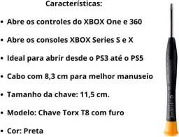 Chave Torx T8 com Furo no Meio Para Abrir Controle Xbox360/Xbox One e Console — imagem 2