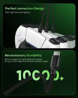 MENEEA Pacote com 2 cabos de carregamento de 3 m para controle PS5/para Xbox — imagem 6