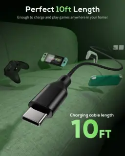 MENEEA Pacote com 2 cabos de carregamento de 3 m para controle PS5/para Xbox — imagem 4
