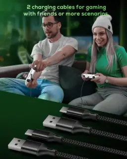 MENEEA Pacote com 2 cabos de carregamento de 3 m para controle PS5/para Xbox — imagem 7