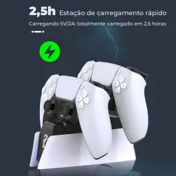 Carregador controlador PS5 DualSense, Estação de Carregamento P/2 Controles Sem — imagem 5