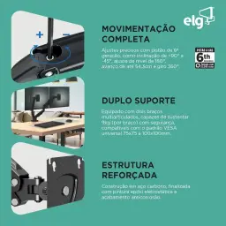ELG, F160N, Suporte Articulado de Mesa com Pistão a Gás e Ajuste de Altura — imagem 3