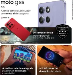Smartphone Motorola Moto g86 5G - 256GB 24GB (8GB RAM+16GB Ram Boost) Tela 1.5K — imagem 3